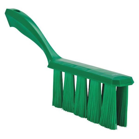 1 1/2 in W Bench Brush, Medium, 7 in L Handle, 6 1/2 in L Brush, Green, Plastic, 13 in L Overall