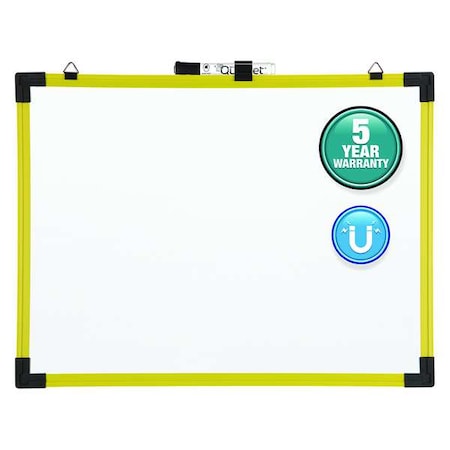 Dry Erase Board, Steel, 9 in, 12 in, Plastic Frame, White, Gloss