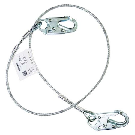 Positioning Lanyard, 6 ft. Length, Snap Hook, Steel, 1 Leg(s), 310 lb. Weight Capacity