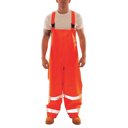 Arc Flash Hi-Visibility Bib Overall, PVC, 30 in Inseam, 40 in to 42 in Waist, 26 mil Thickness, L