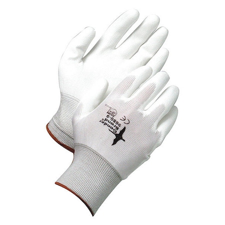 Coated Gloves, Polyurethane, Smooth, Palm, Not Rated Abrasion Level, White, XL (10) 1 PR