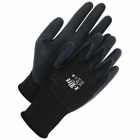 Coated Gloves, Foam Nitrile, Sandy, Palm, Not Rated Abrasion Level, Black, 2XL (11) 1 PR