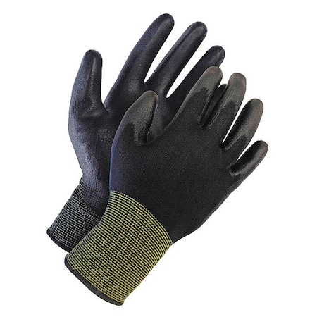 Coated Gloves, Polyurethane, Smooth, Palm, Not Tested Abrasion Level, Black, XL (10) 1 PR