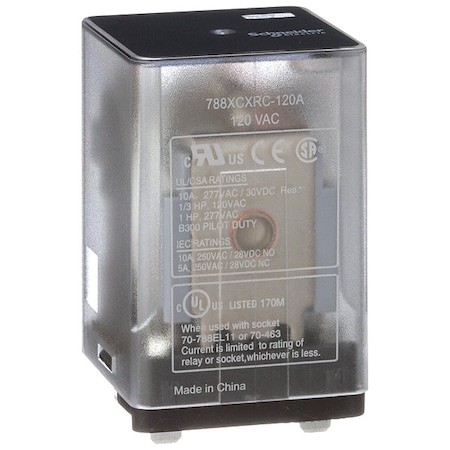 Plug-In, General Purpose Relay, Square, 10 A, 11 Pins, Blade Terminal