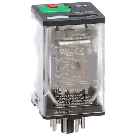 Plug-In, General Purpose Relay, Octal, 10 A, 8 Pins, Pin