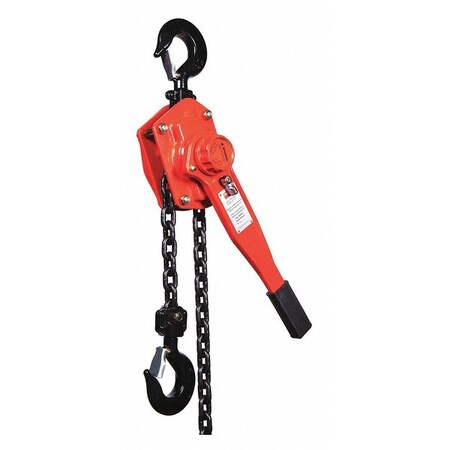 Lever Chain Hoist, 6,000 lb Load Capacity, 5 ft Hoist Lift, 1 29/64 in Hook Opening