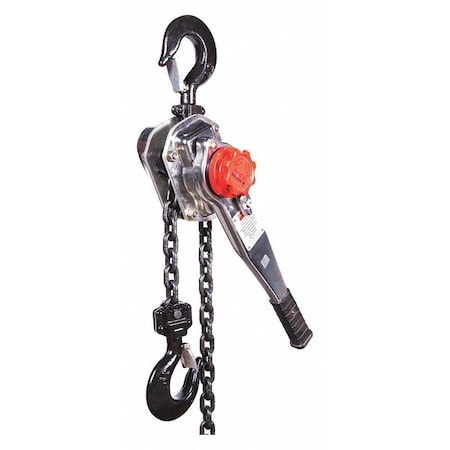 Lever Chain Hoist, 6,000 lb Load Capacity, 10 ft Hoist Lift, 1 29/64 in Hook Opening