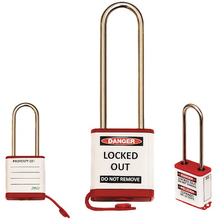 Lockout Padlock, Keyed Alike, Aluminum, Red, 3 in Shackle Height, 1 1/2 in Body Width