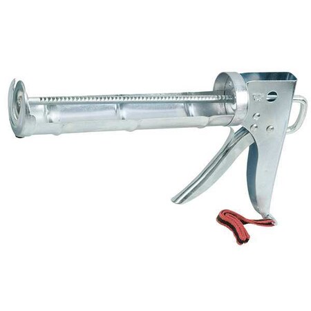 Caulk Gun, 10 oz Container Size, Steel, 6:01, Half Barrel Frame, Silver