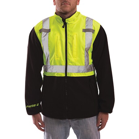 High Visibility Fleece Liner/Jacket, Polyester, Class 2 R, Green/Yellow, 3XL