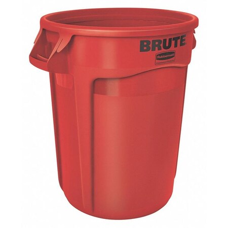 BRUTE 20 gal Round Heavy Duty Plastic Can, Red, None, Plastic, Not Applicable