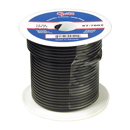 Primary Wire, GPT, 12 AWG, Copper, Black, PVC Jacket, Stranded