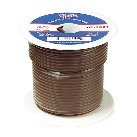 Primary Wire, GPT, 16 AWG, Copper, Brown, PVC Jacket, Stranded