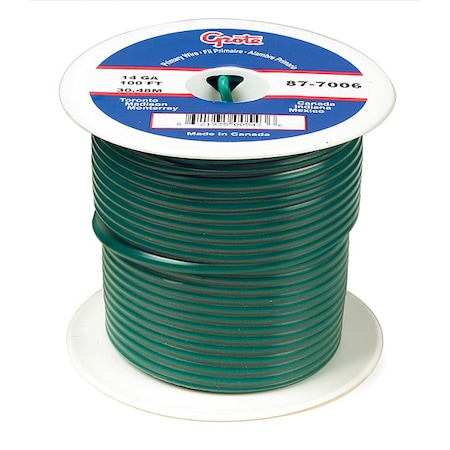 Primary Wire, GPT, 18 AWG, Copper, Green, PVC Jacket, Stranded