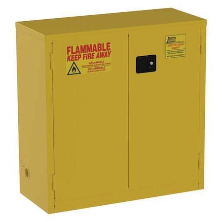 Hazardous Material Storage Cabinet, 30 gal, 1 Shelves, Steel, 43 in W x 44 in H x 18 in D, Yellow