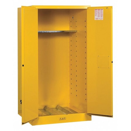 Hazardous Material Storage Cabinet, 55 gal, 1 Shelves, Steel, 34 in W x 65 in H x 34 in D, Yellow