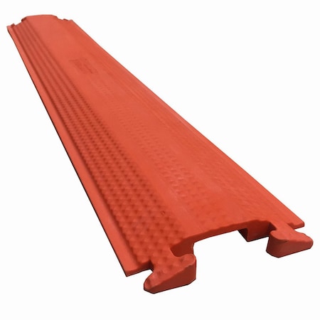Cable Protector, 7/8 in H, 30 in L, 5-1/4 in W, 1 Channel, Rubber, Orange