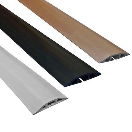 Cable Protector, 9/16 in H, 25 ft L, 3-1/4 in W, 3 Channel, Rubber, Brown