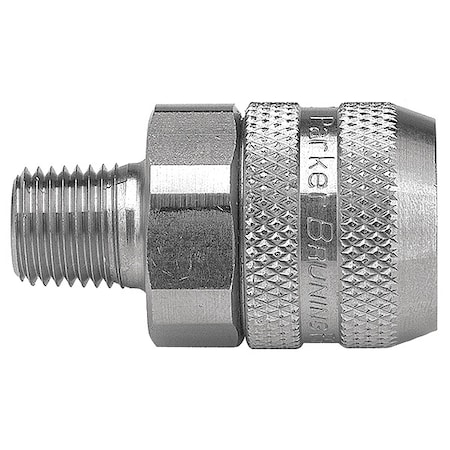 Hydraulic Quick Connect Hose Coupling, 316 Stainless Steel Body, Push-to-Connect Lock, FS Series