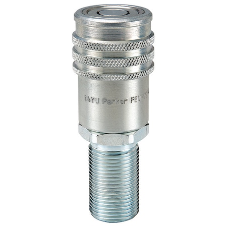 Hydraulic Quick Connect Hose Coupling, Steel Body, Push-to-Connect Lock, 9/16"-18 Thread Size