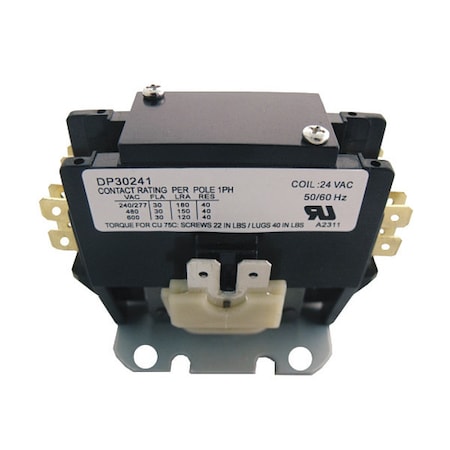 Contactor,1.5 Pole,24V,30A
