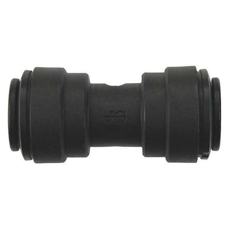 Push-Fit Union Fitting, 3/8 in Tube Size, Polypropylene, Black, 10 PK