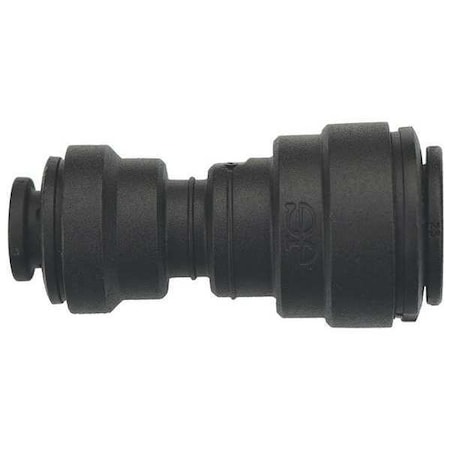 Push-Fit Union Fitting, 1/4 in, 3/8 in Tube Size, Polypropylene, Black, 10 PK
