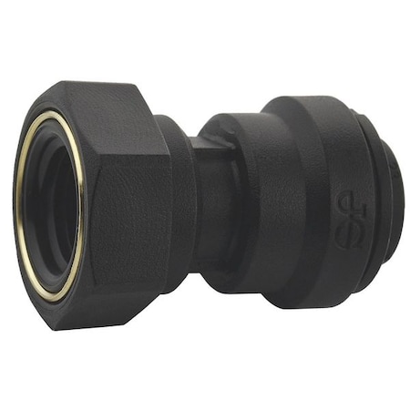 Push-Fit Adapter Fitting, 1/4 in Tube Size, Polypropylene, Black, 10 PK
