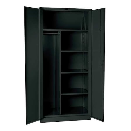 Combo Wardrobe Storage Cabinet, 78 in H, 48 in W, 24 in D, Swing, Padlock Hasp, Dark Gray, 0 Drawers