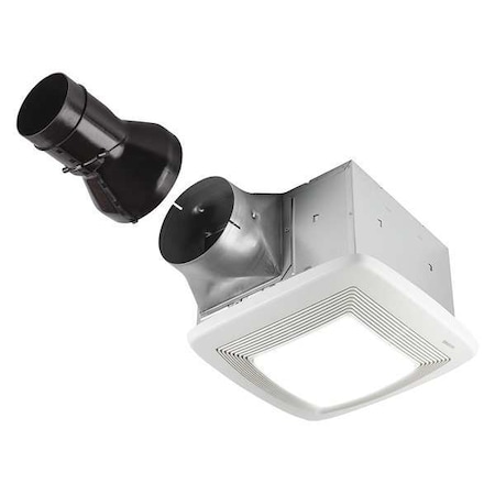 Ceiling Bathroom Fan, 80 cfm cfm, 4 in Duct Dia., 120V AC, Energy Star Certified