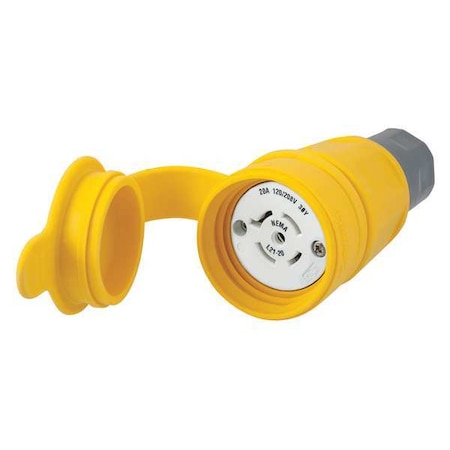 Watertight Locking Connector, L21-20R, 20 A, 120/208V AC, Three Phase, 4 Pole, Screw Terminals