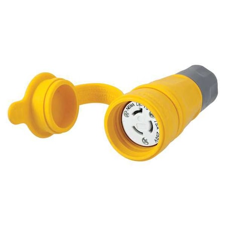 Watertight Locking Connector, L6-15R, 15 A, 250V AC, Single Phase, 2 Pole, Screw Terminals, Yellow