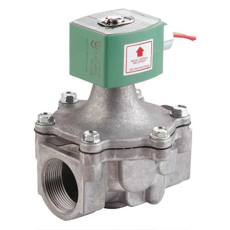 Solenoid Valve, 2-Way, 2-Position, Normally Closed, 1-1/4 in Pipe Size, 12V DC, High Flow, Aluminum